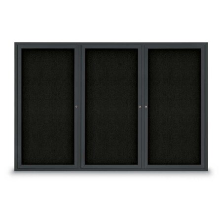 United Visual Products Sliding Door Indoor Enclosed Corkboard, 9 UV9029ACS-BRONZE-CLOUD